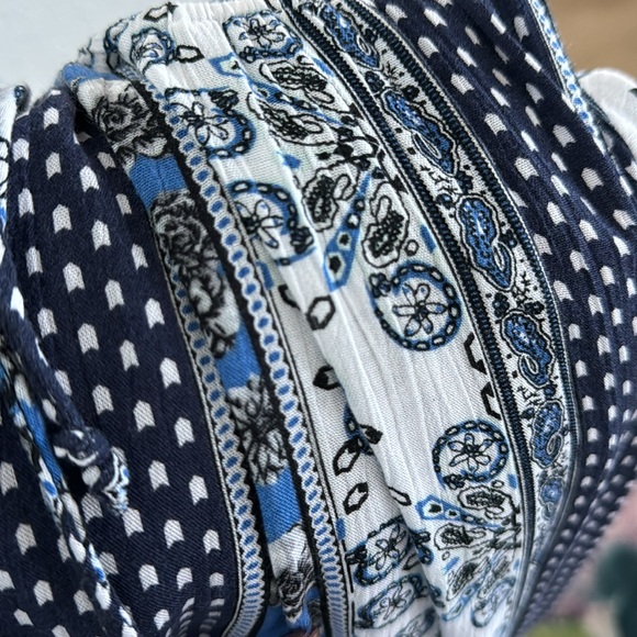 H&M Blue Patchwork Drawstring Detail Bell Sleeve Maxi - 12 - Picture 7 of 8